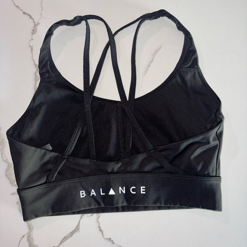 Balance athletica bra, black, size small.